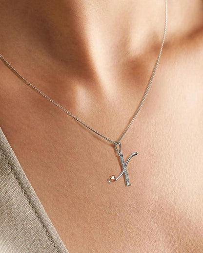 Mesovor Initiale Kette Silber 925 Zirkonia Damen Mädchen Halskette-X