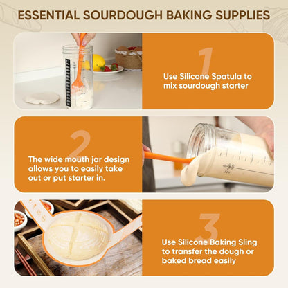 Sauerteig Starter Set 650ml Glas Thermometer Brot Zubehör