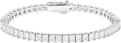 925 Silber Tennisarmband Damen Zirkonia 3mm Iced Out 17.8cm