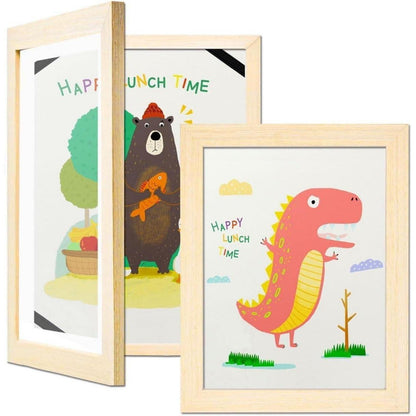 Kinder Bilderrahmen A4 Acryl Holz MDF magnetisch Pinnwand