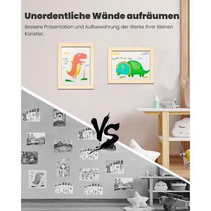 Kinder Bilderrahmen A4 Acryl Holz MDF magnetisch Pinnwand