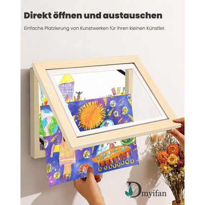 Kinder Bilderrahmen A4 Acryl Holz MDF magnetisch Pinnwand