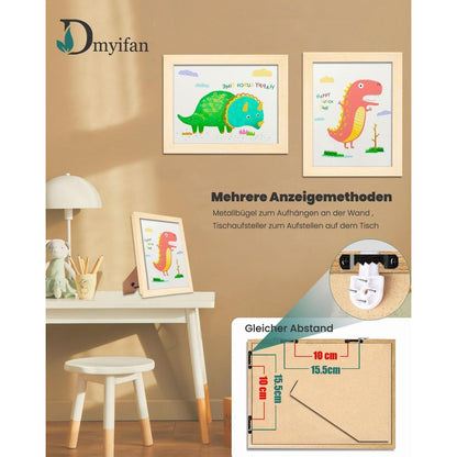 Kinder Bilderrahmen A4 Acryl Holz MDF magnetisch Pinnwand