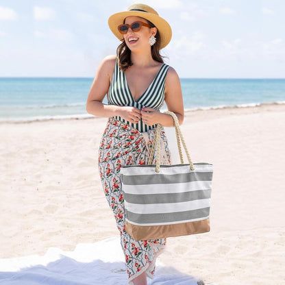 Strandtasche Tote Bag mit Reißverschluss und Nassfach 52x36x17cm