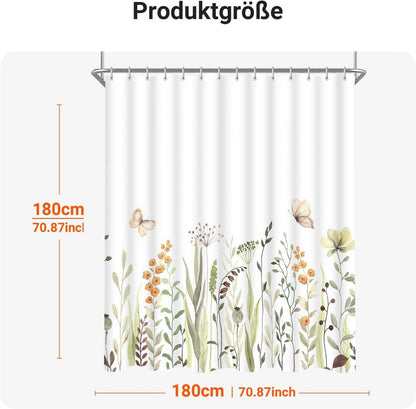 Duschvorhang 180x200cm Schmetterling Blumen Antischimmel
