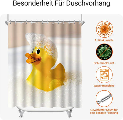 Duschvorhang Gelbe Ente 180x200cm Antischimmel Textil 12 Ösen Badezimmer