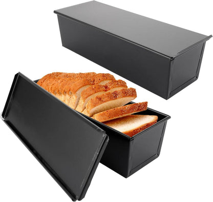 Brotbackform Kastenform 2er-Set mit Deckel Antihaft 600g 32.5 x 11.5 x