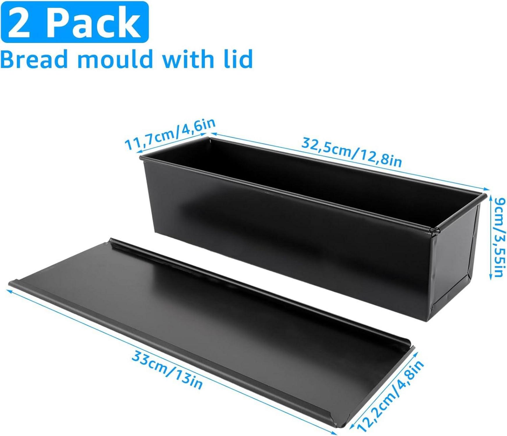 2er-Set Brotbackform mit Deckel 32.5x11.5x9cm Kastenform