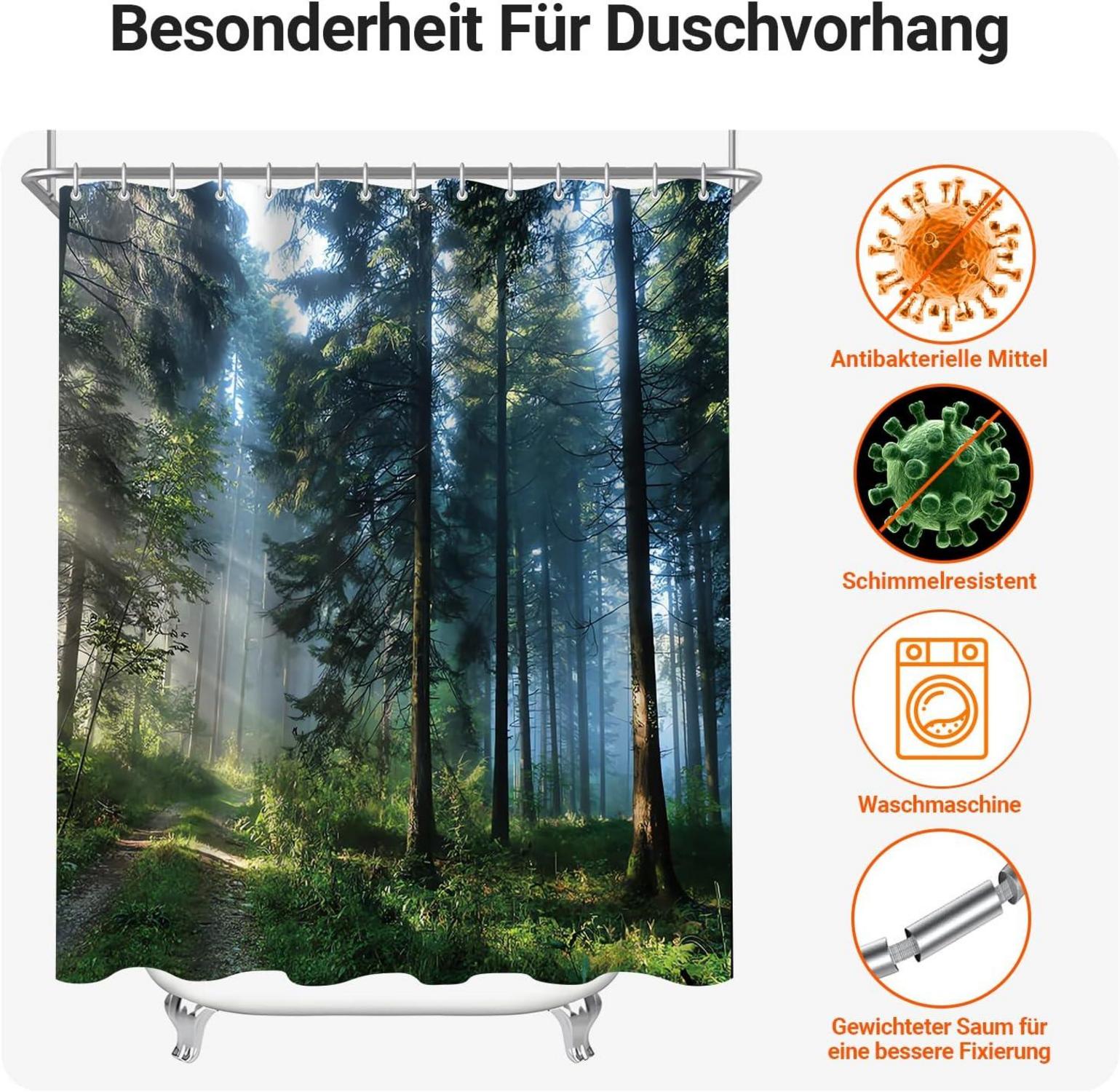 Duschvorhang Sunshine Forest 240x200cm Antischimmel Textil Wasserdicht