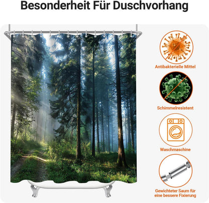 Duschvorhang Sunshine Forest 240x200cm Antischimmel Textil Wasserdicht