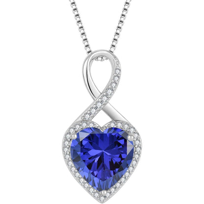 Halskette Unendlichkeit Herz mit Tansanit 925 Sterling Silber Damen