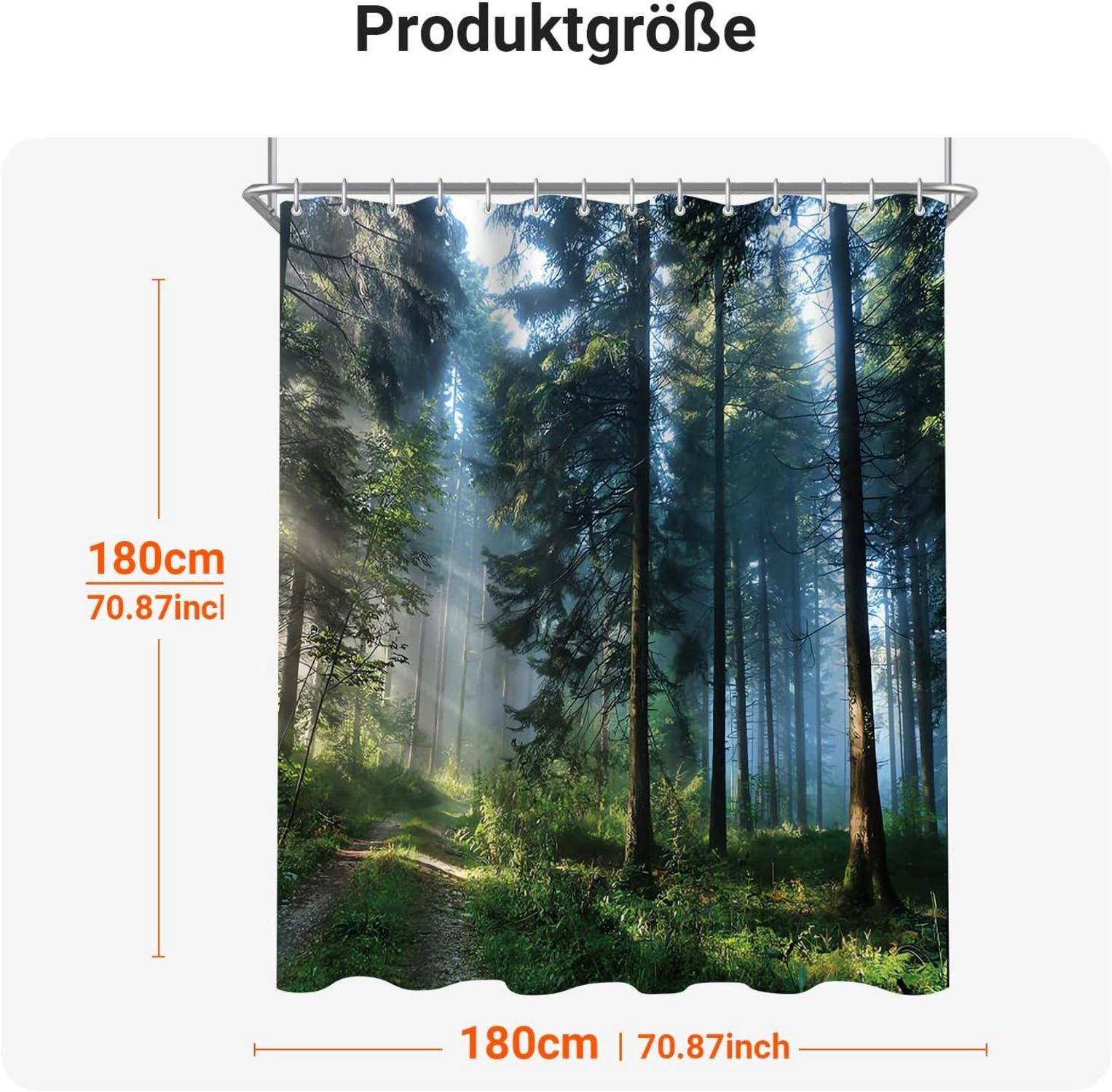 Duschvorhang 180x180cm Sunshine Forest, Beschwerter
