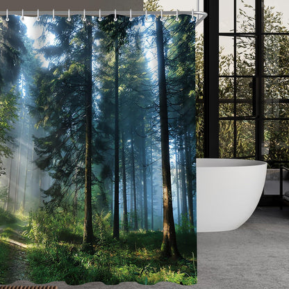 Duschvorhang Sunshine Forest 180x180cm, Wasserabweisend, Antischimmel, Waschbar, Polyester