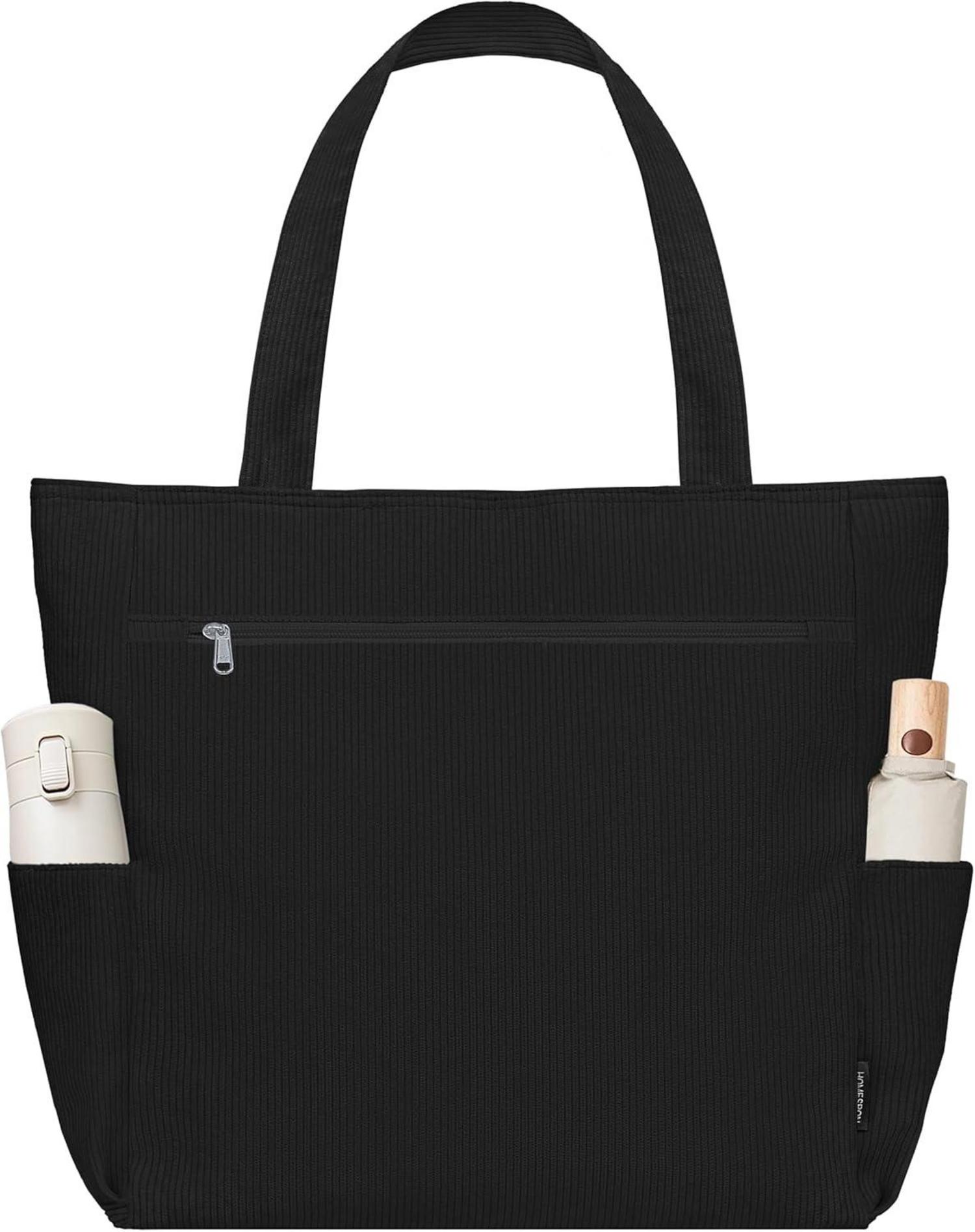 Große Cordury Tote Bag mit Reißverschluss und Taschen