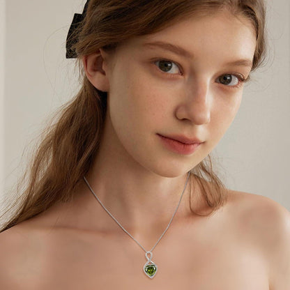 FJ Unendlichkeit Herz Anhänger 925 Silber Geburtsstein Kette für Damen