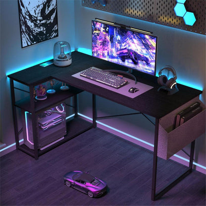 L-förmiger Gaming Schreibtisch 120x70 cm mit Ablagefächern