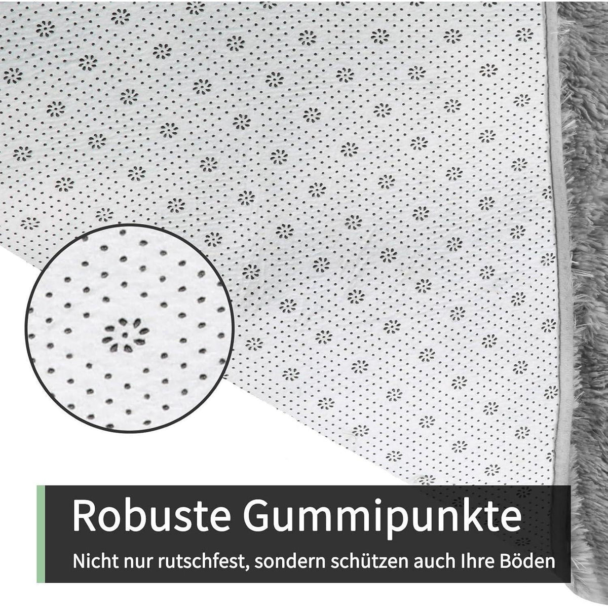 Hochflor Teppich Grau 240x300 – Flauschiger Wohnzimmerteppich Waschbar