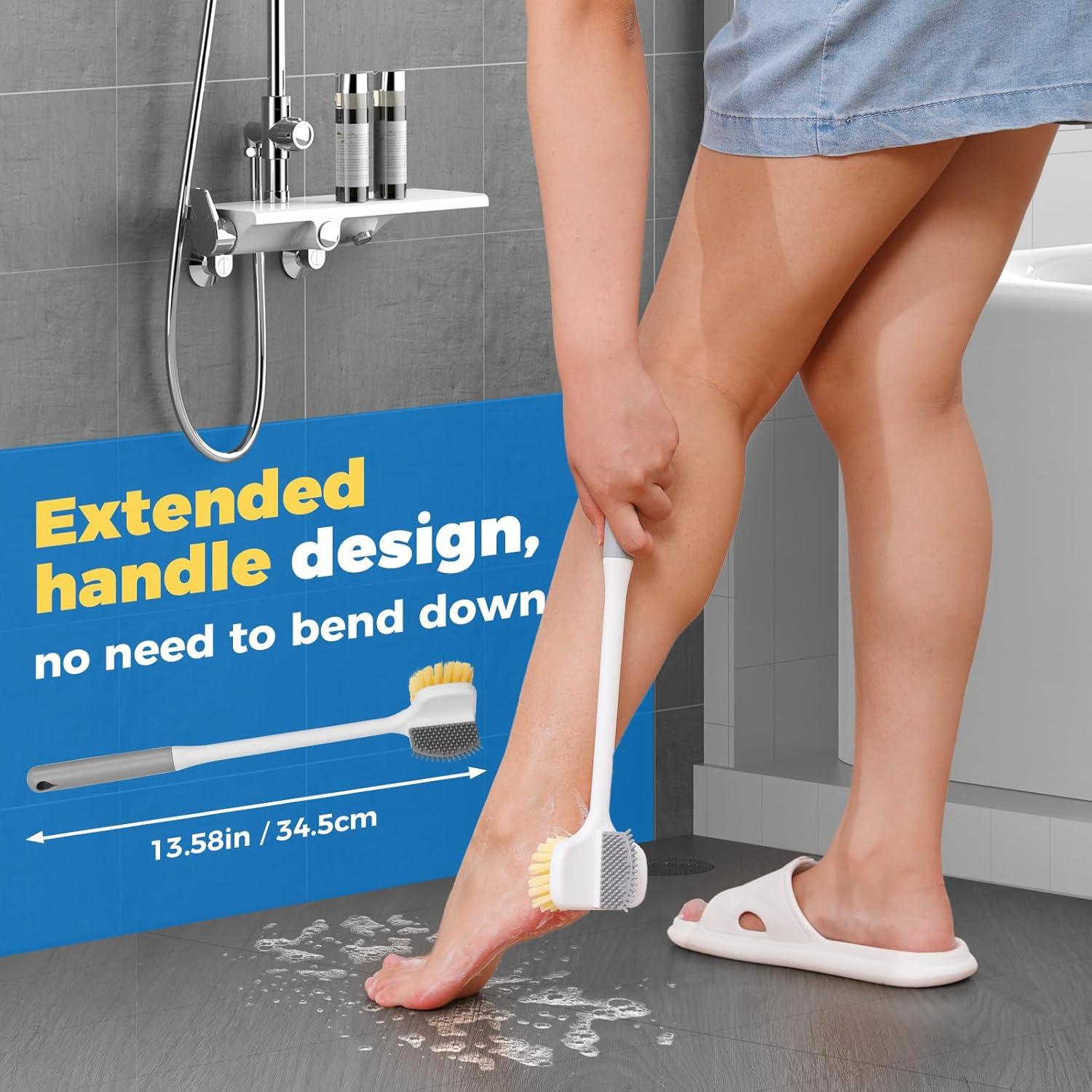 Fußwaschbürste mit langem Stiel für Dusche, Senioren, Fußreinigung