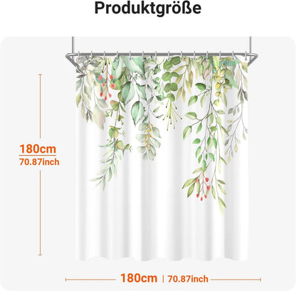 Duschvorhang Blätter 180x180cm Antischimmel Wasserabweisend Polyester