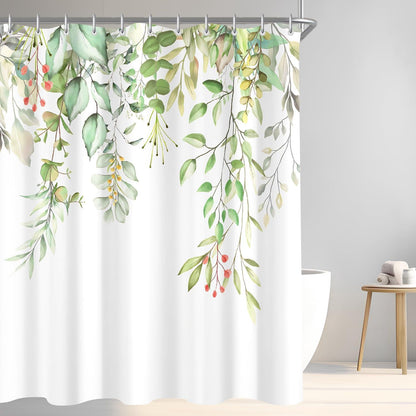 Duschvorhang 180x180cm Blätter Muster Antischimmel mit Ösen und Ringen 1er Pack