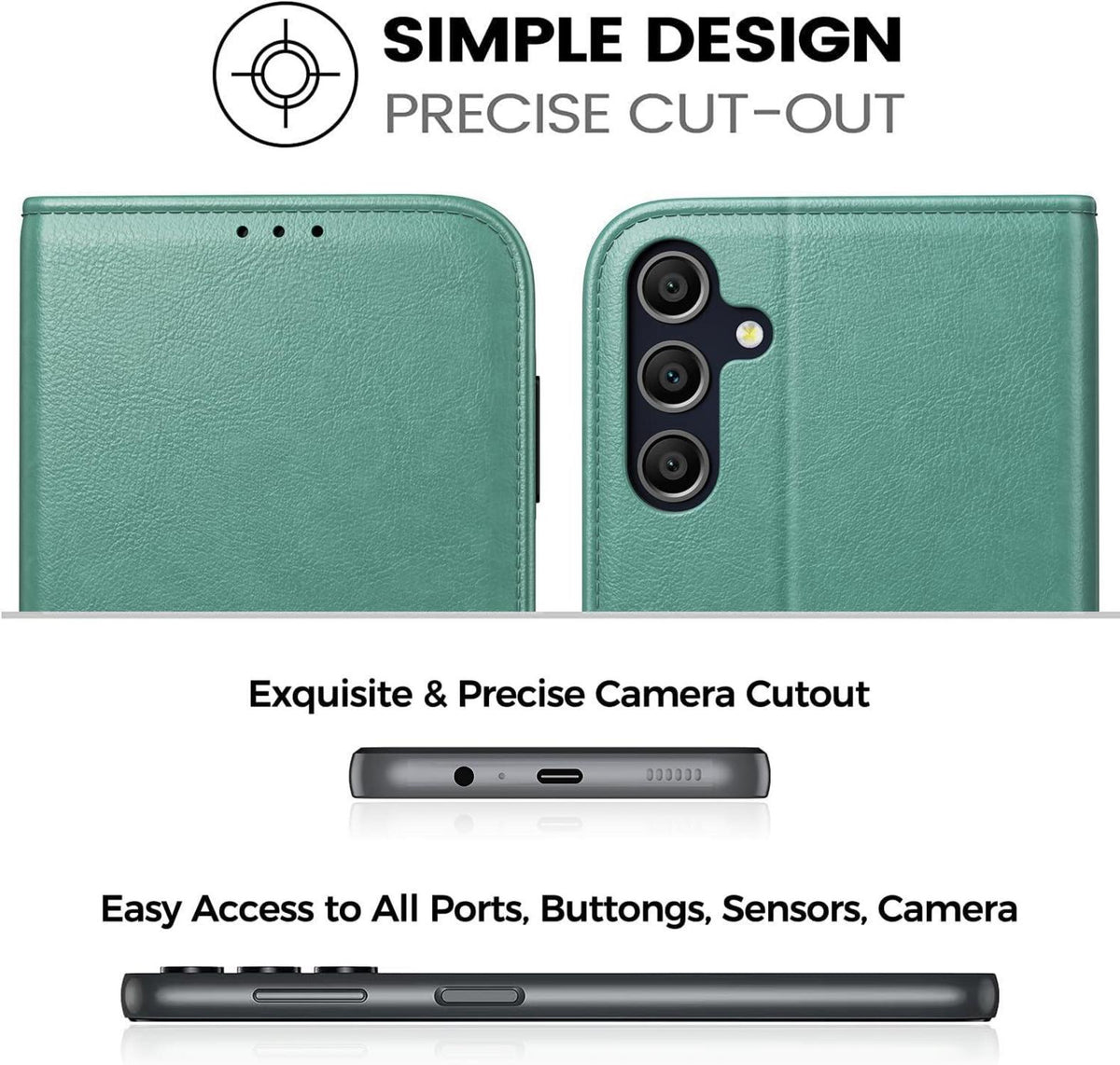 PU Leder Handyhülle Samsung Galaxy A15 5G Klapphülle mit Panzer Schutzglas