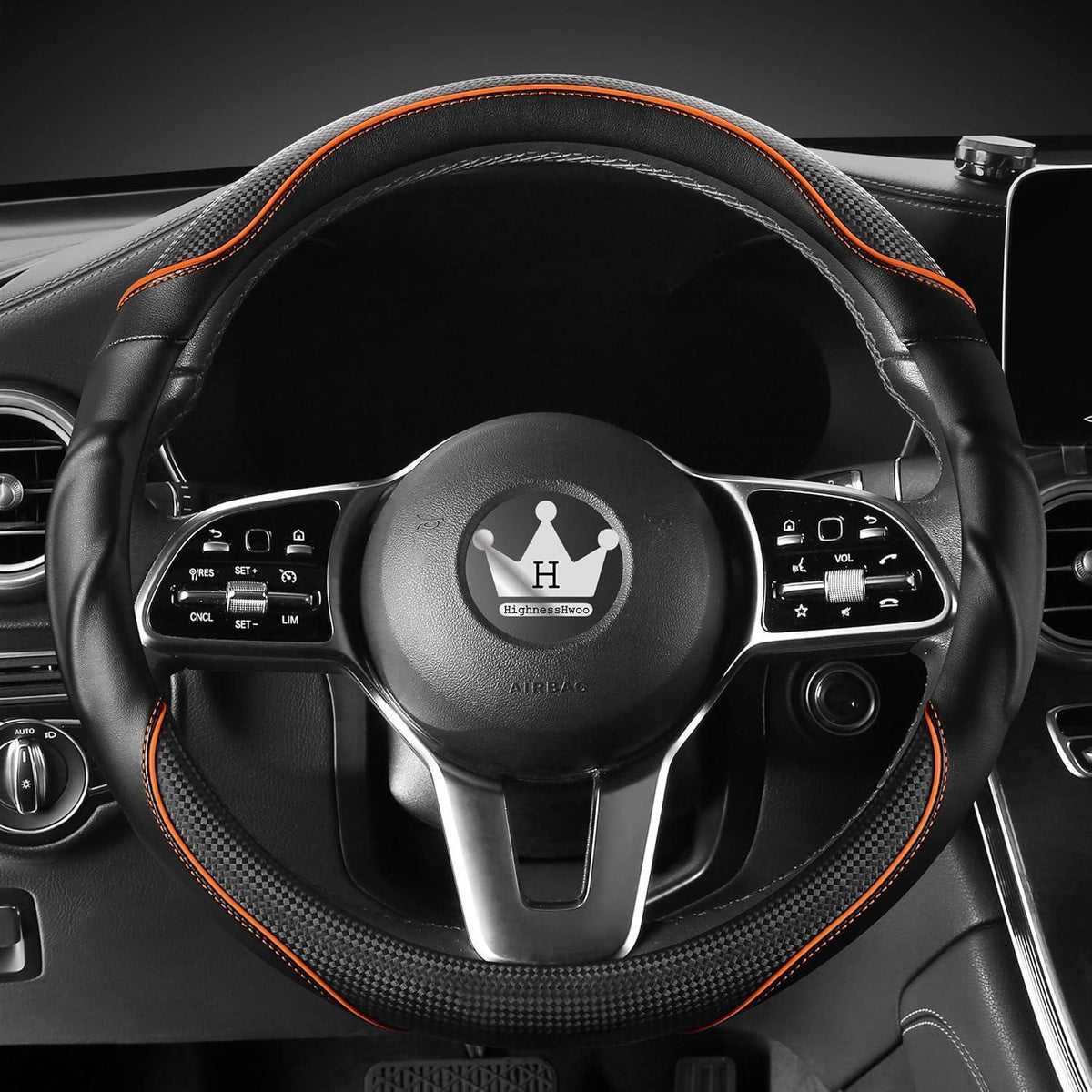 3D Auto Lenkradabdeckung Komfortgriff Massage, Orange Schwarz