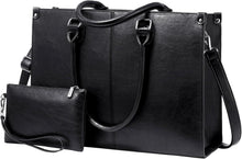 Schwarze LOVEVOOK Laptoptasche 15.6 Zoll PU Leder Umhängetasche