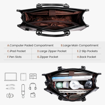 Schwarze LOVEVOOK Laptoptasche 15.6 Zoll PU Leder Umhängetasche