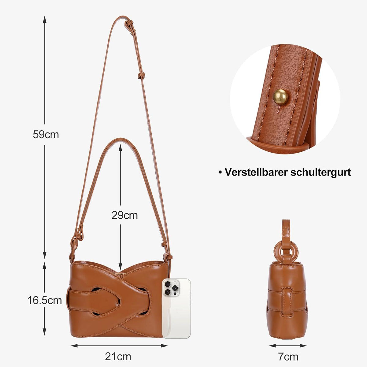 TIAASTAP Damen Handtasche Hobo Bag Schultertasche Vintage PU-Leder