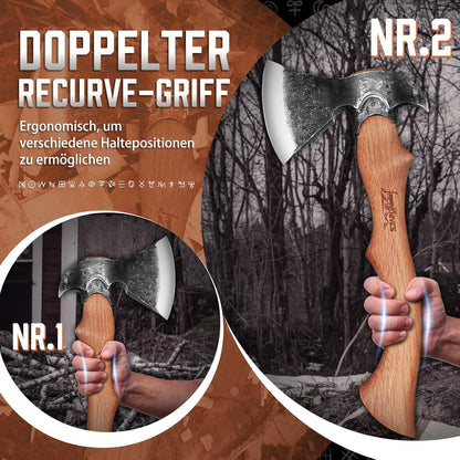 Handgeschmiedete Wikinger Axt 38cm für Holzspaltung & Camping