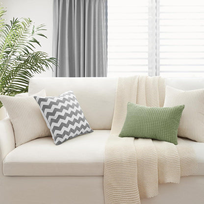 4er Set Samt Kissenbezug 50x50cm in Cord-Creme - Dekorative Couchkissen