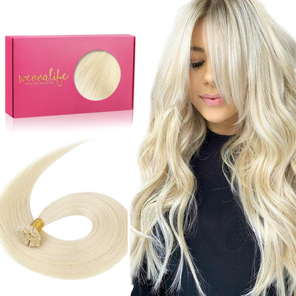 Echthaar Extensions U-Tip Platinblond 60cm