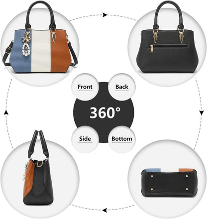 Miss Lulu Damen Handtasche Mittelgroß Farbblock Schultertasche Elegantes Design