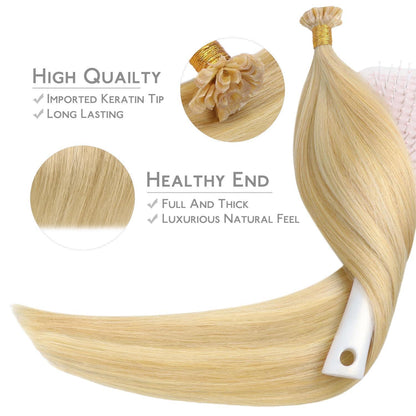 Echthaar Extensions Bonding Hellblond Highlights 55cm