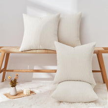 Kissenbezug Set Samt 50x50 cm Kordsamt in Creme 4er Pack