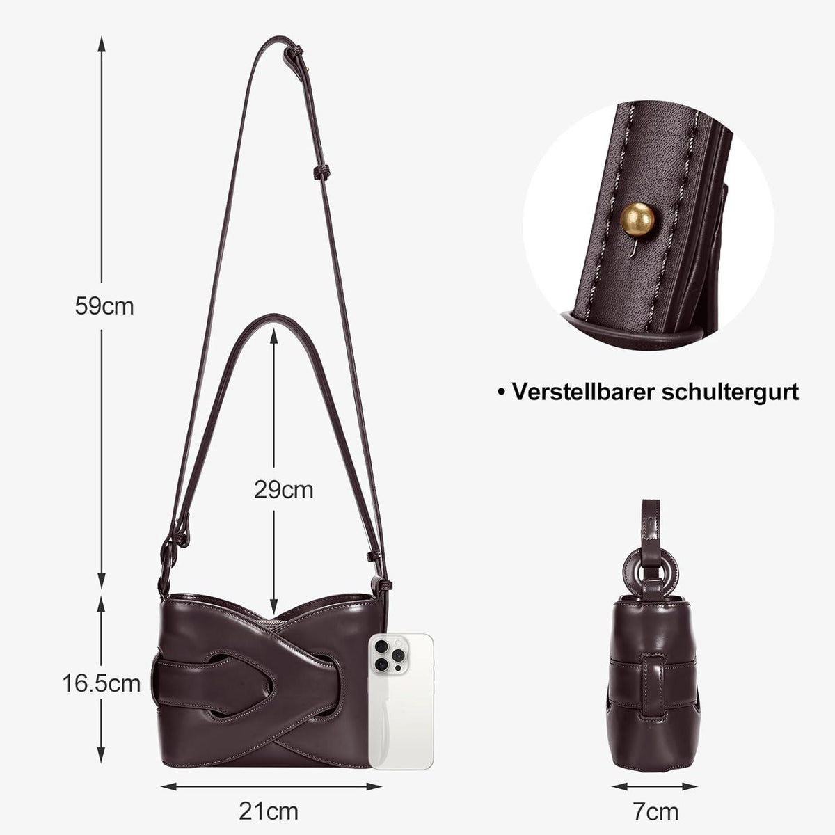 TIAASTAP Damen Handtasche Vintage PU Leder Umhängetasche