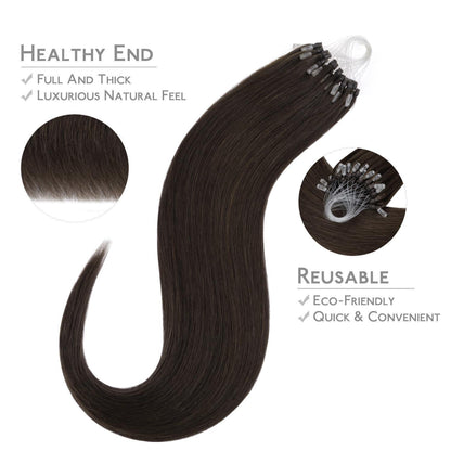 Remy Echthaar Microring Extensions Dunkelbraun 55cm
