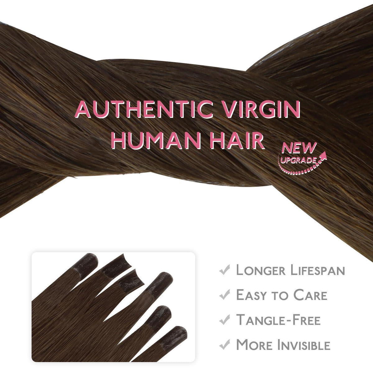 Echthaar Extensions U-Tip Schokoladenbraun 55cm
