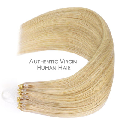 Echthaar Microring Extensions Hellblond Highlights 50cm