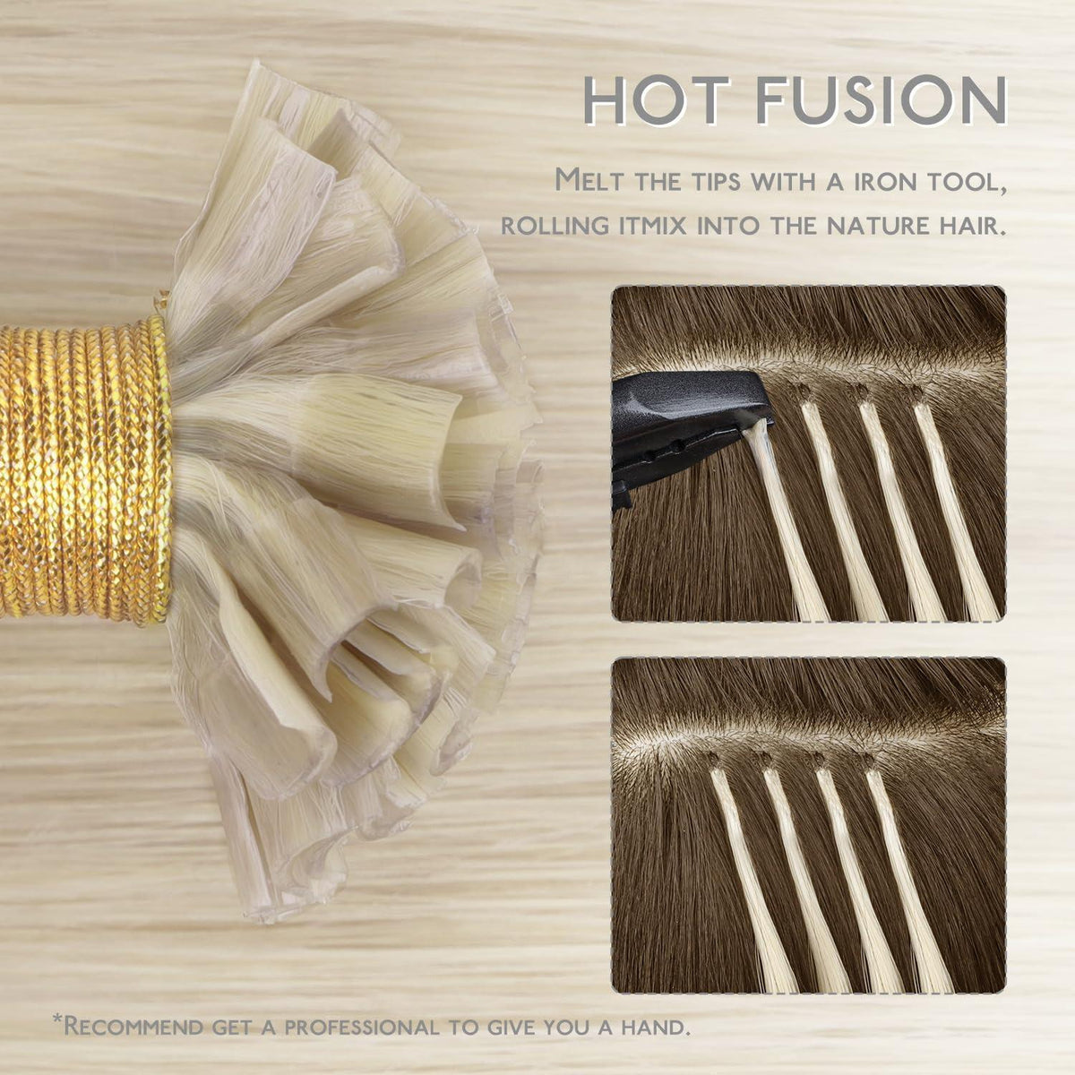 Echthaar Extensions Bonding Aschblond Highlights Platinblond 40cm