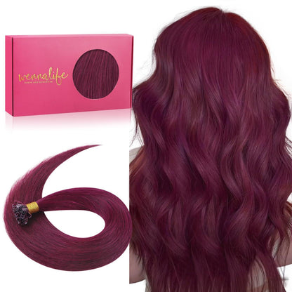 Echthaar Extensions U-Tip Burgund 55cm - 50g