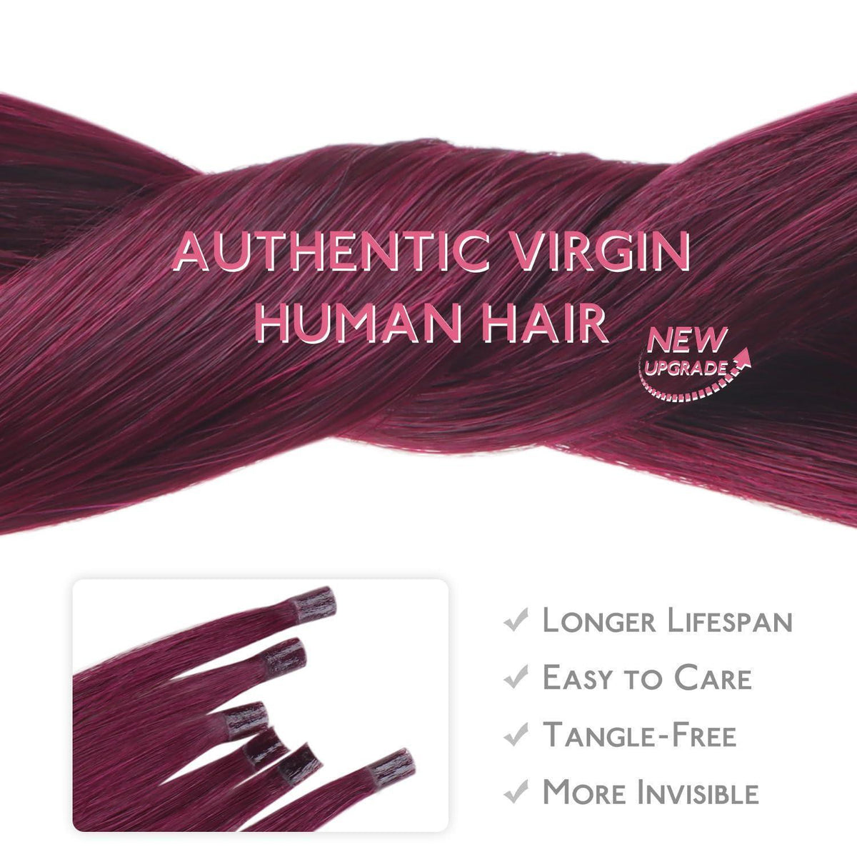 Echthaar Extensions U-Tip Burgund 55cm - 50g