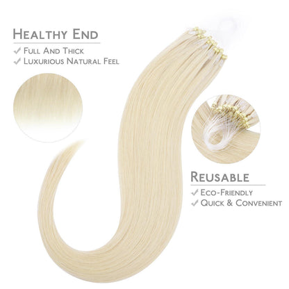 Echthaar Microring Extensions Platinblond 40cm