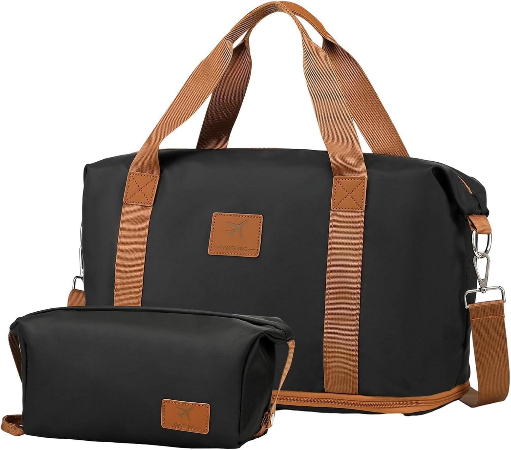 Reisetasche Wasserdicht Große Kapazität mit Kulturtasche Schwarz