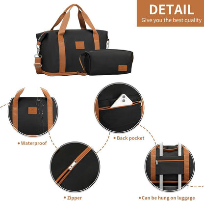 Reisetasche Damen 40x30x22CM Wasserdicht Sporttasche Gym Strand Schwarz