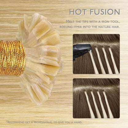 Echthaar Extensions Bonding Hellblond Highlights 50cm