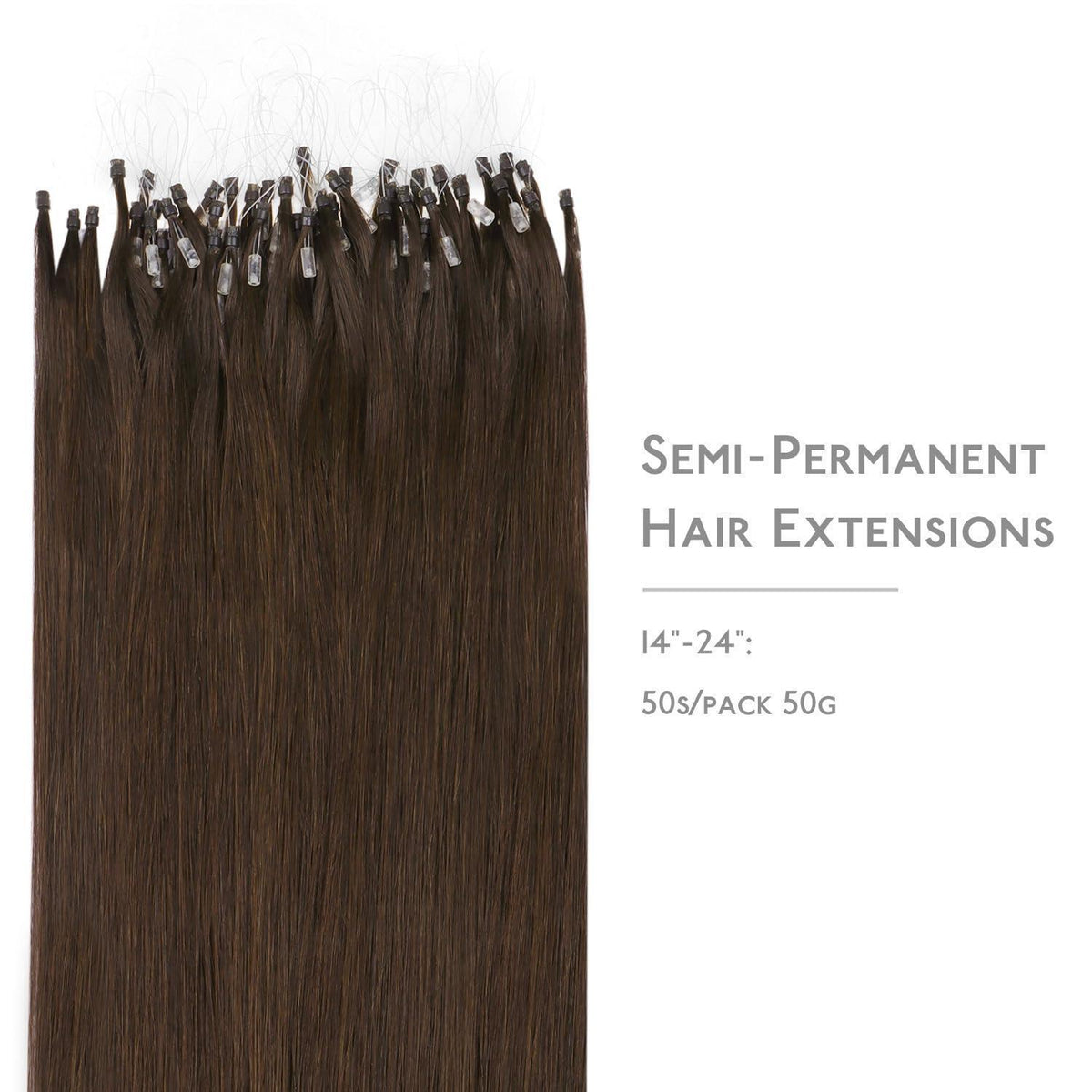 Echthaar Microring Extensions Schokoladenbraun 50g/55cm