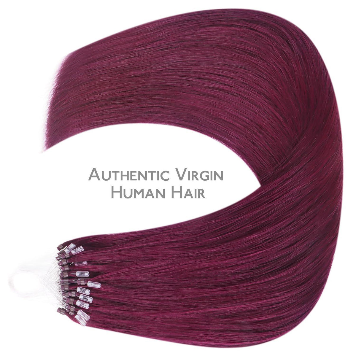 Echthaar Microring Extensions – Hellburgund 45cm