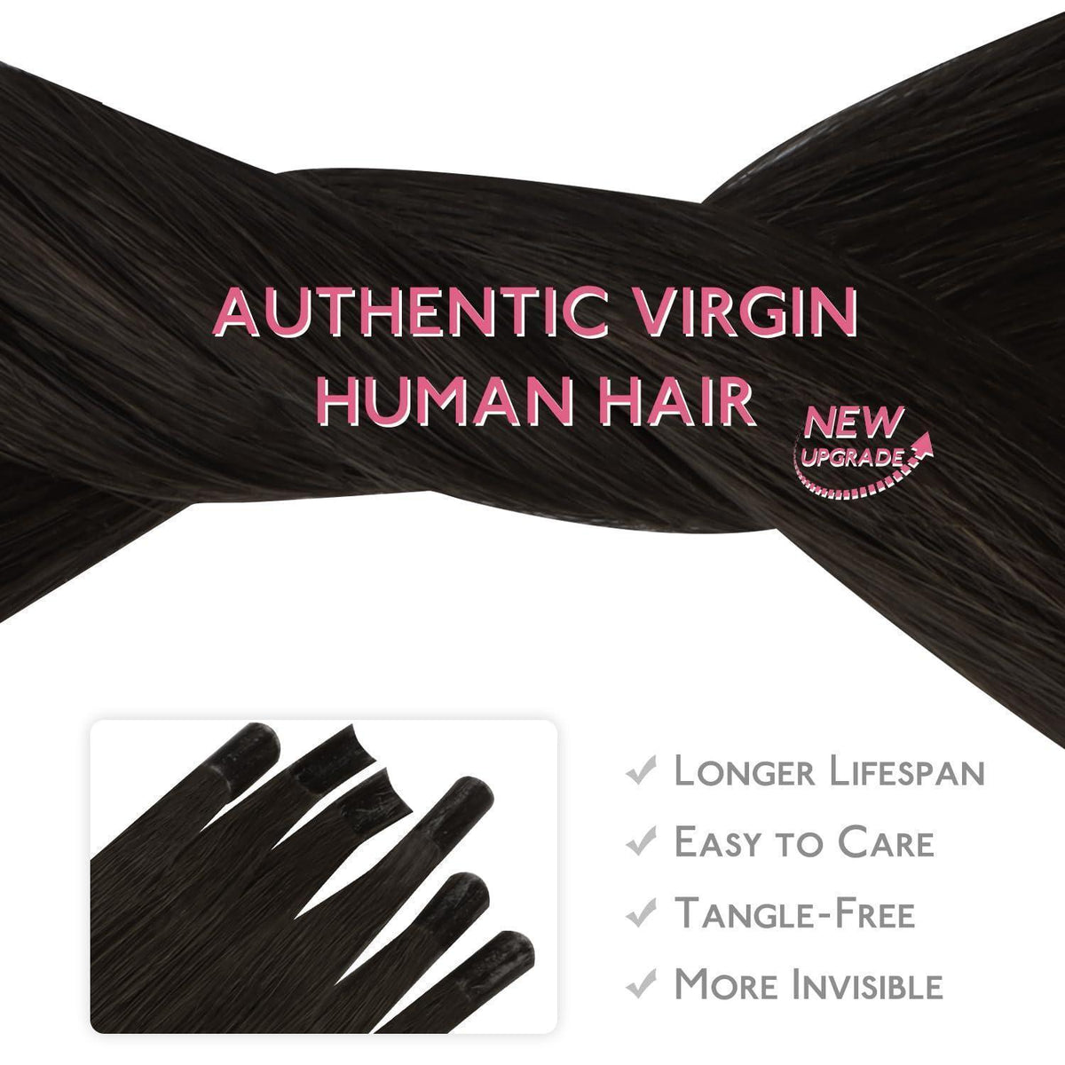 Echthaar Extensions U-Tip Dunkel Braun 60cm