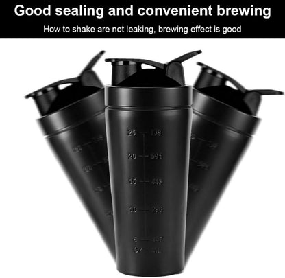 Protein Shaker Edelstahl 750ml Schwarz Auslaufsicher BPA-frei